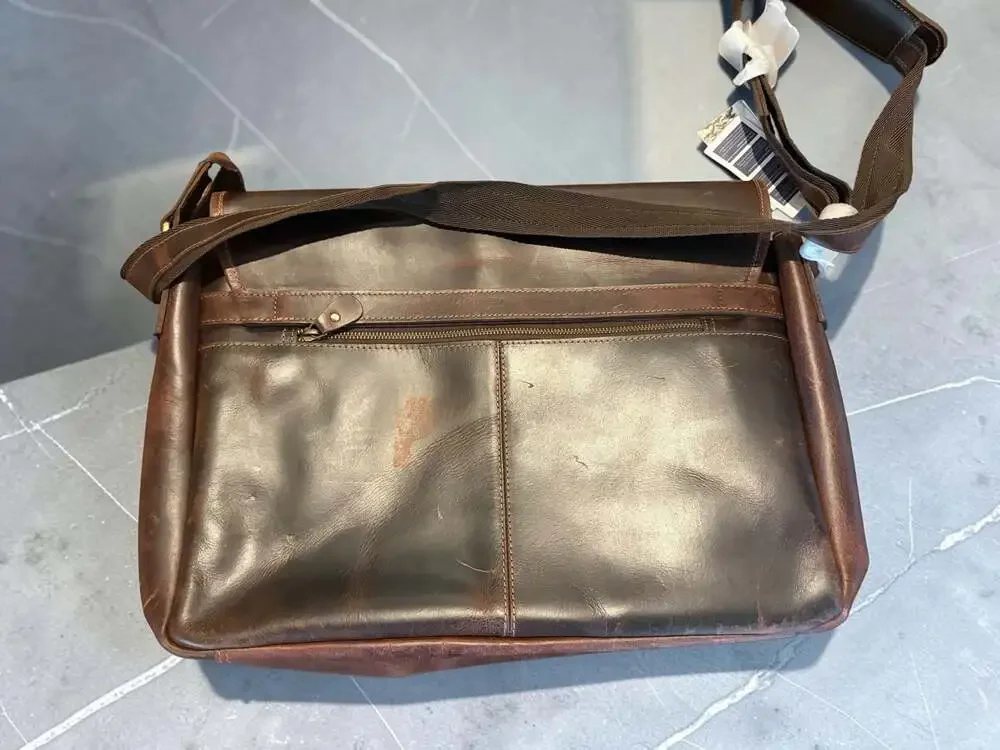 Rustic Town Genuine Leather Laptop Messenger Bag 16” x 13” briefcase